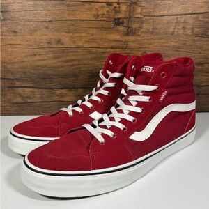 Vans Men's Red and White High-Top Sneakers - Like New